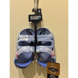NWT Rugged Shark Blue Tie Dye Toddler EVA Sandals - Size 9